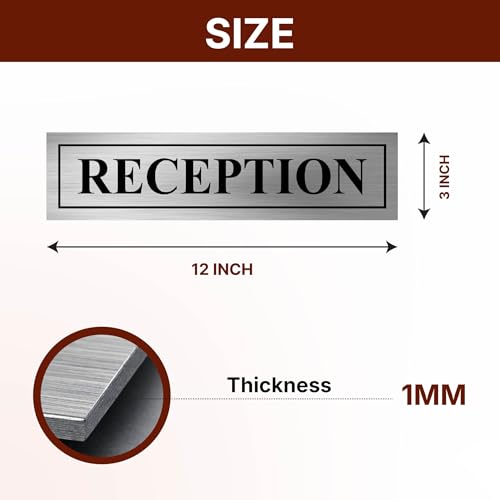 Image of Reception Sign Board For Office, Mall, Hospital, School, Restaurant, Hotel, College, and Business Use (Stainless Steel - 12x3 inch)