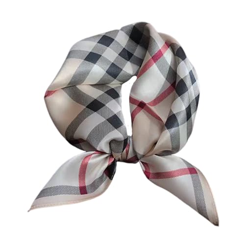 Aufeel 100% Real Mulberry Silk Women Small Square Neck Scarfs 21 Lightweight Headscarf Printed Neckerchief Gift Packed(Khaki)