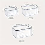 3Pcs Fruit Containers for Fridge with Removable Colanders and Lids, Airtight Storage Container to Keep Fruits, Vegetables, Berry, Meat Fresh Longer, Dishwasher & Microwave Safe