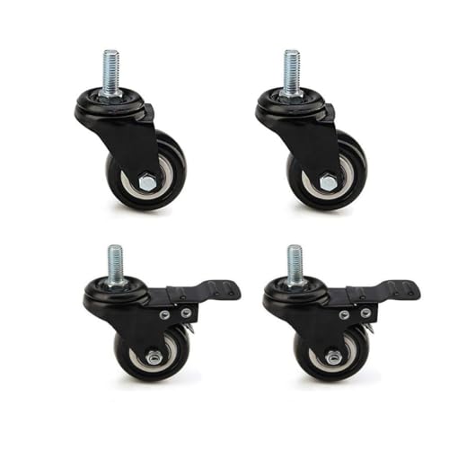 YOYEAH Lot de 4 roulettes de meuble de 40 mm avec frein, filetage M8 x 25 mm, roulettes pivotantes pour charges lourdes, charge maximale 240 kg, pivotantes à 360° – Pour roulettes de transport