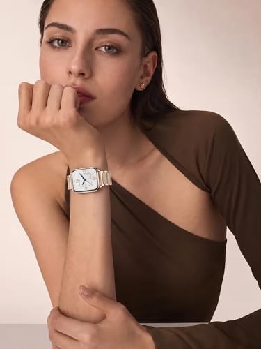 Image of V.R.HOPE Luxury Rose Gold Apple Watch Band for Women, Metal & Silicone