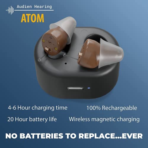 Audien Atom Rechargeable Hearing Amplifier To Aid And Assist Hearing, Premium Comfort Design And Nearly Invisible - Brown Color #TOP2