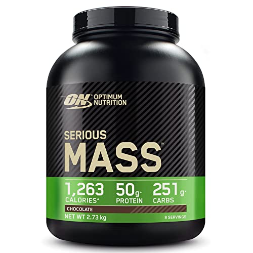 Optimum Nutrition Serious Mass Proteine in Polvere ad Alto Contenuto Calorico per Aumentare il Peso, con 25 Vitamine e Minerali, Creatina Monoidrato e Glutammina, Gusto Cioccolato, 8 Dosi, 2,73 kg