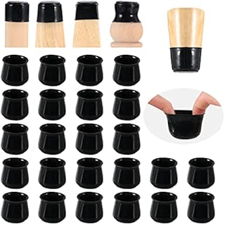 SOLORI Upgraded 24 PCS Chair Leg Caps with Felt Bottom|Round&Square Silicone Chair Leg Covers for Mute Furniture Moving|Elastic Furniture Protection Cover to Prevent Scratches. (Medium-Black, 24)