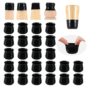 Upgraded 24 PCS Chair Leg Caps with Felt Bottom|Round&Square Silicone Chair Leg Covers for Mute Furniture Moving|Elastic Furniture Silicone Protection Cover to Prevent Scratches. (Black)