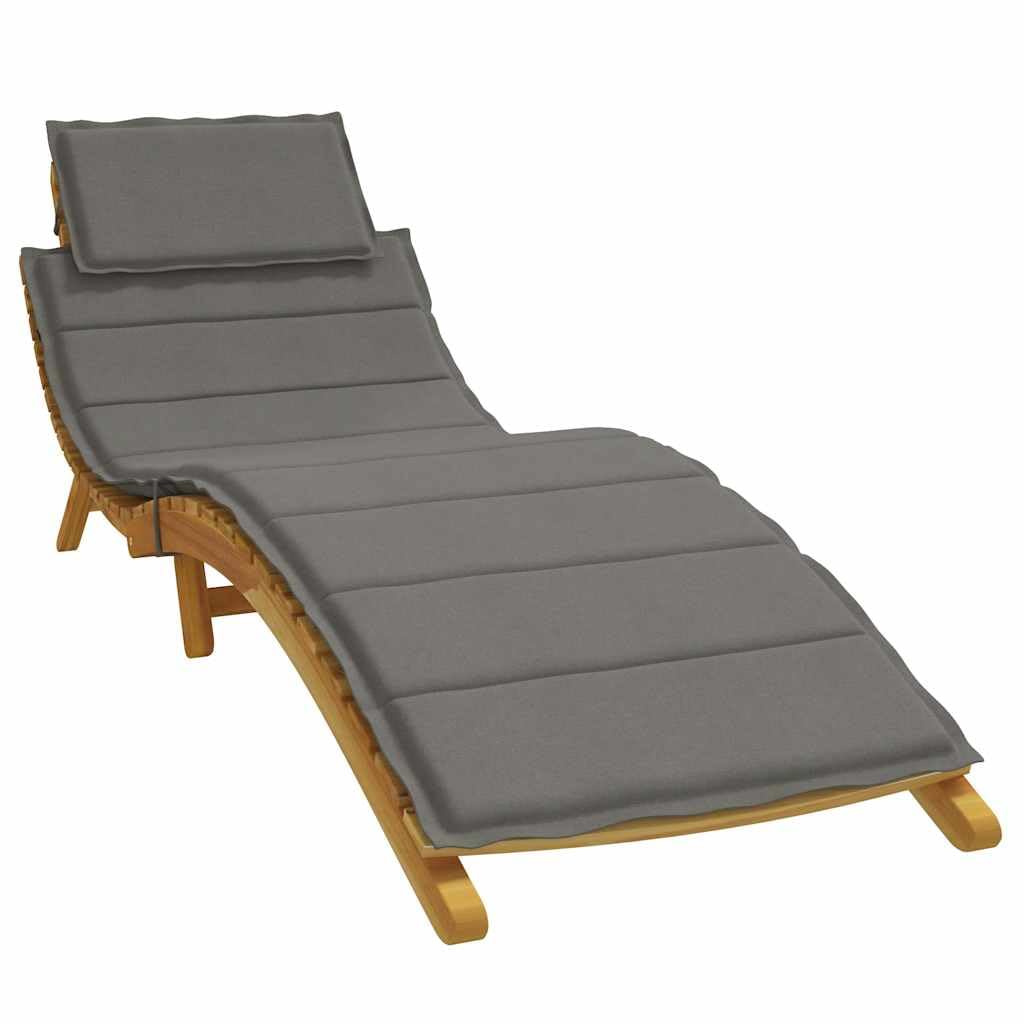 Cuscino per Lettino Prendisole Grigio Scuro 186x58x4 cm | Imbottitura morbida per sdraio da giardino, patio e soggiorno con laccetti antiscivolo e poggiatesta sagomato.
