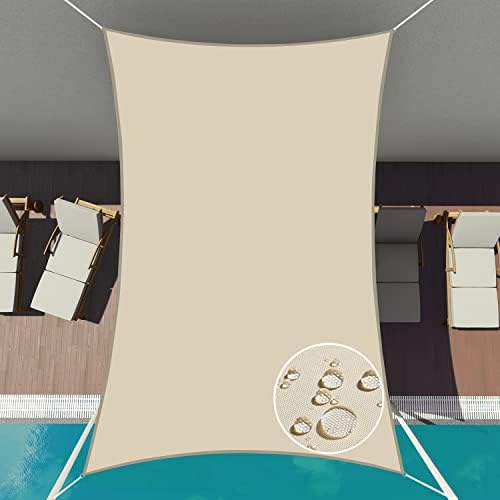Patio Paradise 13' x 19' Sun Shade Sail Waterproof Beige Rectangle Shade Canopy UV Block Tarp Cloth Outdoor Patio Cover for Garden Backyard Deck Awning