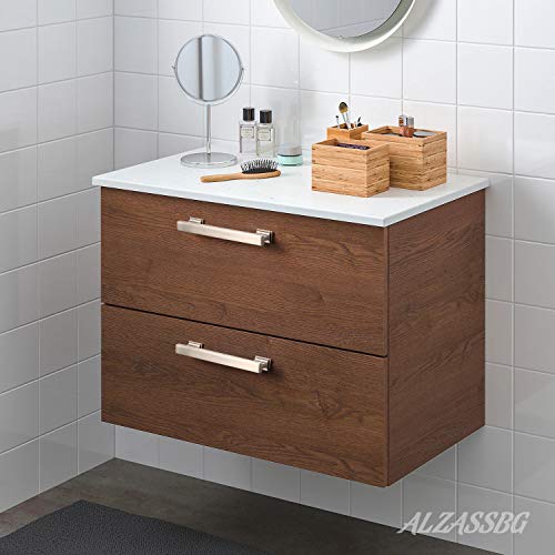 Alzassbg AL3061SN Brushed Satin Nickel, 5 Inch(128mm) Hole Centers Cabinet Hardware Modern Drawer Handles Pulls 10 Pack