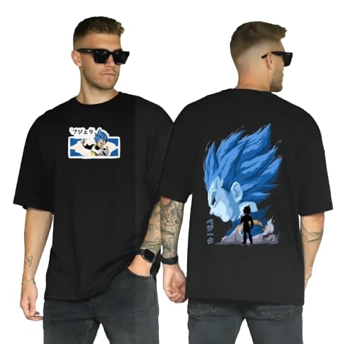 Image of HUMBE Oversized T Shirts for Men Half Sleeve Fit Drop Shoulder Casual T-Shirt | Black Printed Round Neck T-Shirt for Men