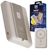 3mk SafeCell Powerbank 10000mAh z MagSafe 15W, Magnetyczna Ładowarka Bezprzewodowa 3w1 z Wbudowanym Kablem USB-C i Ładowarką do Apple Watch, Podstawka, 22.5W Szybkie Ładowanie, Beżowy