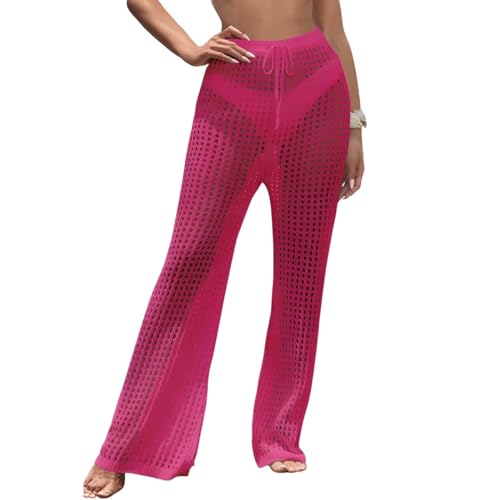 Calça Feminina Tricot Pantalona Saída de Praia Elegante Estilosa Cintura Ajustável Moda Verão Confor