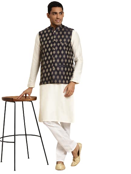 Image of Sojana (Since 1958) Men's Silk Blend Booti Jacquard ONLY Nehru Jacket