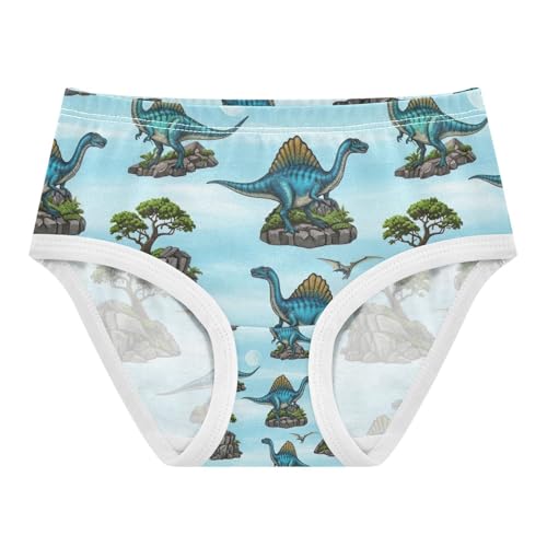 Kids Underwear, Blue Dinosaurs Toddler Panties, Girls Cotton Underwear, 2T–8 Years