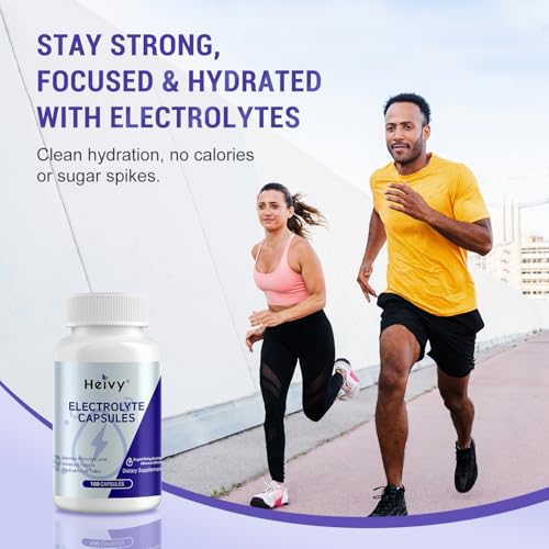 Image of Heivy Electrolyte Capsules, 100 Count (Size 0) - Made in USA | Sodium Salt Tablets (500mg Sodium &100mg Potassium), Salt Pills for POTS, for Hydration Supplement
