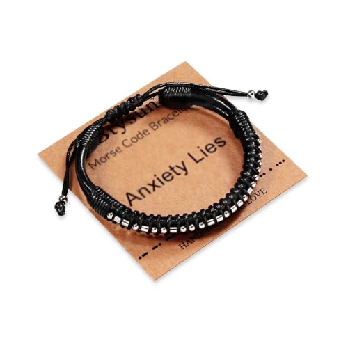 Image of Btysun Fathers Day Gift, Gifts for Men Morse Code Bracelets for Men 2026 Graduation Gifts Mens Bracelet for Him Boyfriend Husband Leather Bracelet Motivational Birthday Jewelry Stocking Stuffers