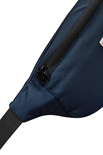 Image of Unisex Waist Pack Travel Handy Hiking Zip Pouch Elegant Style Document Money Phone Belt Sport Bag Bum Bag for Men and Women Nylon Adjustable Strap (Navy Blue Doted)