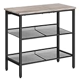 HOOBRO Side Table, 3-Tier Narrow End Table, Nightstand with 2 Flat or Slant Adjustable Shelves for Small Spaces, Hallway, Living Room, Bedroom, Sturdy, Easy Assembly, Greige and Black BG23BZ01G1