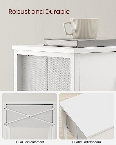 VASAGLE Nightstands, Set of 2 Side Fabric Drawer, 24-Inch Tall End Tables with Storage Shelf, White - Thumbnail 6