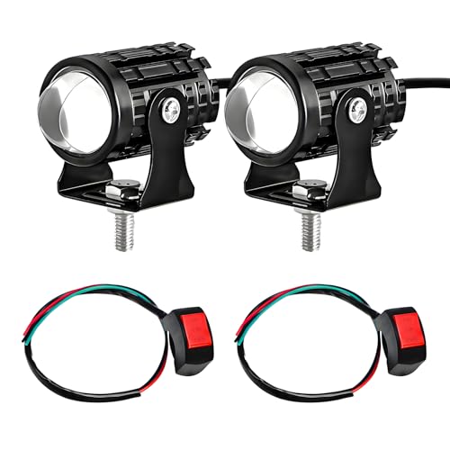 Wevdn 2PCS Motorcycle LED Driving Fog Lights, Super Bright White/Amber Motor Auxiliary LED...