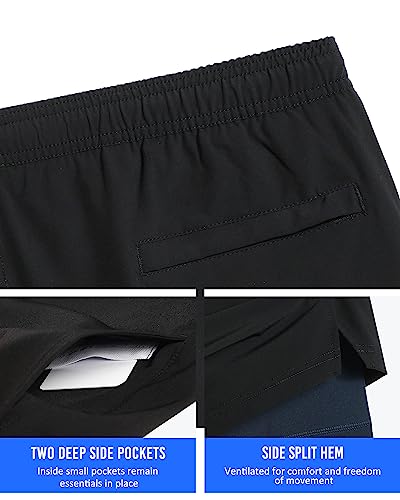 Image of maamgic Mens 5 inch Gym Running Shorts for Men 2 in 1 Quick Dry Workout Athletic Shorts