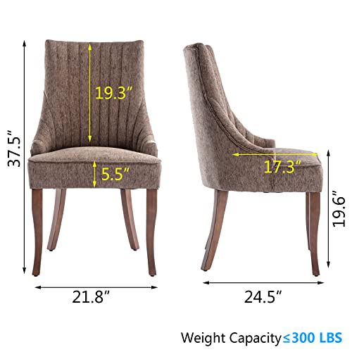 mikibama-Linen-Dining-Chairs-Set-of-2-Channel-Tufted-Kitchen-Dinner-Chair-Comfy-Fabric-Upholstered-Accent-Chair-for-Dining-Room-with-Solid-Wood-Legs-Brown mikibama Linen Dining Chairs Set of 2 Channel Tufted Kitchen Dinner Chair Comfy Fabric Upholstered Accent Chair for Dining Room with Solid Wood Legs Brown