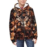 Oksuvoky Deer Hoodie Boys Jacket Size 8 Camo Hunting Deer Sweatshirt Boys' Fashion Hoodies & Sweatshirts Graphic Lightweight Jacket with Pockets Fall Clothes