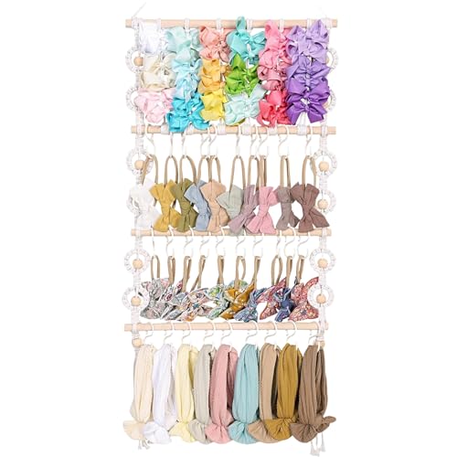 Bow Storage - Baby Headband Organizer | Headband Holder | Hair Clips Hanger | Hair Bows Organizer For Girls | Clip Accessories | Wall Hanging Decor For Toddler Kids Baby Girl