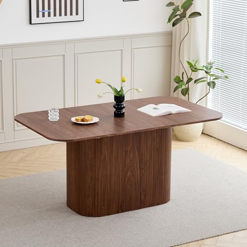 DEYARNA HOME Table à Manger Moderne pour 4 à 6 Personnes, Table de Cuisine Rectangulaire de 160 cm avec Piédestal Iourd pour Salon, Cuisine, Appartement...