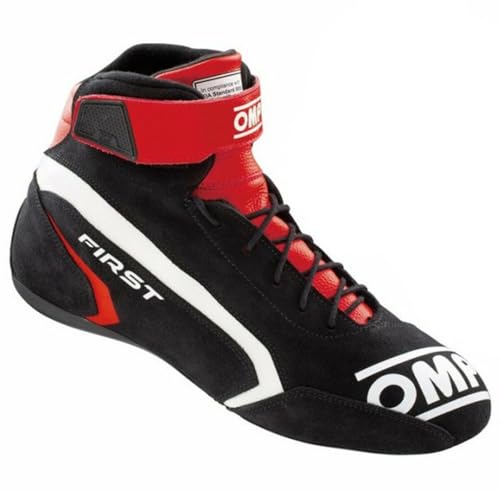 Chaussures de pilote OMP First Race Rouge Noir taille 41 FIA 8856-2018