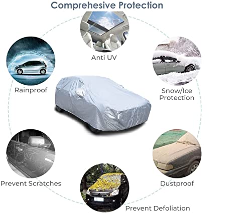 Image of Auto Hub Waterproof Car Cover Compatible with Maruti Alto K10 with with Mirror Pocket, Soft Cotton Lining, Waterproof Alto K10 Car Cover- Metallic Silver