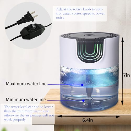 Purificador de aire con base de agua 1300ml y luz nocturna LED miniatura 2