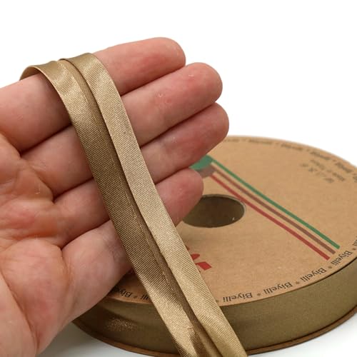 Image of Fold Satin Bias Tape - 99+ Colors - 3 /4 Inches Wide - 27 Yards - Fold Satin Binding Bias Ribbon Fabric Piping Bias Binding Tape for Sewing Clothing DIY (31. Dark Bronze) BYS31
