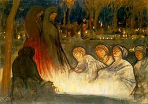 Peinture à l'huile All Souls' Day 1910 habiller un grand mur vide tableau 30x40