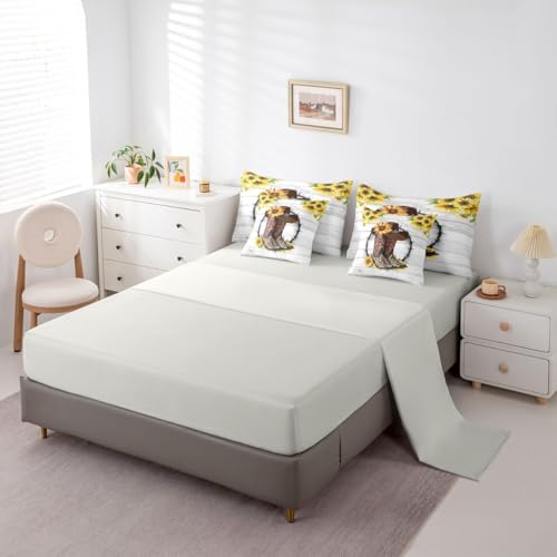 Image of Western Comforter Set 7-Piece Bed in a Bag Twin Sunflower Bedding Sets Cowboy Boots for Men,Bohemian Flowers Comforter and Sheet Set,Cowboys Gifts for Women,Cowboy Hats Bed Sets,Rustic Farmhouse Decor