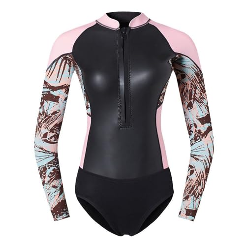 TOVCHEI Women's Wetsuit 3Mm Super Elastic Neoprene Diving Suit Long Sleeve One-Piece Swimsuit Sun Protection Anti-Jellyfish,Black,XS