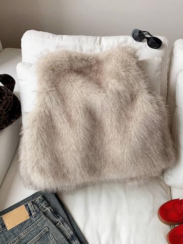 Chic Apricot Womens Fall Winter Jacket: Open Front Vest for a Stylish Season - Image 2