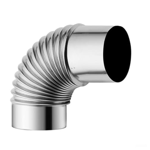 Tubo de codo de 90°, tubo flexible para horno, chimenea de estufa de leña de acero inoxidable, Ø 50 mm, 60 mm, 70 mm, 80 mm, 90 mm, 100 mm, resistente al calor, tubo de chimenea de codo (60 mm)