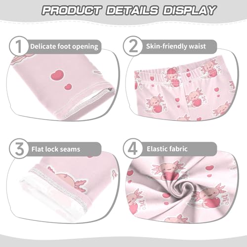 Girls Basic Leggings Baby Girls Pants Cute Axolotl Soft Footless Stretchy Tights Pants 4-10Y3