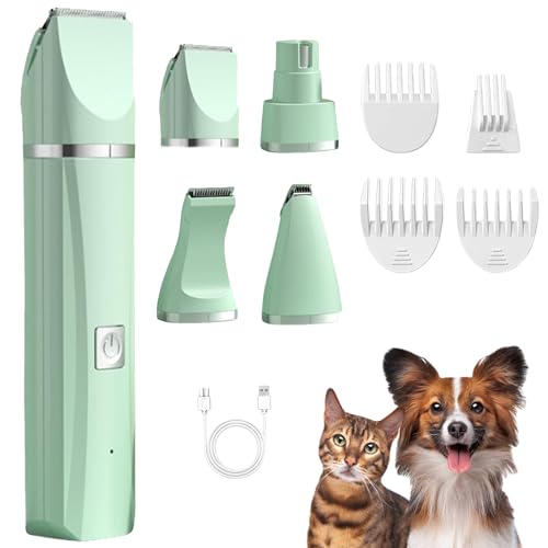 ABPETE 2025 New Dog Grooming Kit:Quiet Gentle Dog Clippers for Grooming,Small Cat Clippers with 4 Trimmer Blades and 4 Guard Combs,Electric Hair Trimmer for Paws, Eyes, Ears, Face Hair