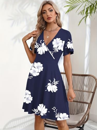 Image of Zeagoo Womens Summer Dresses Wrap V Neck Dress Floral A-Line Ruffle Sleeve Casual Sundress with Pockets 2026