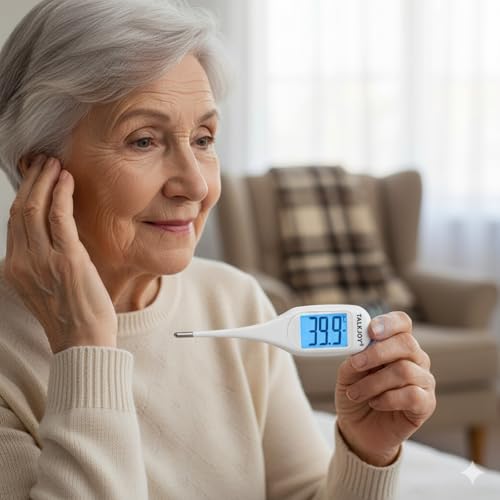 TalkJoy Sprechendes Fieberthermometer, Thermometer mit Sprachausgabe, sagt Temperatur an, ideal für...