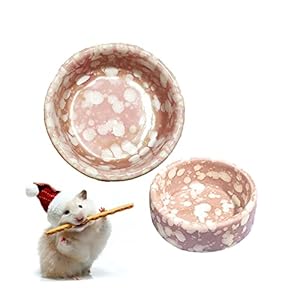 kathson 2 Pcs Hamster Food Bowl Guinea Pig Ceramic Water Bowl Small Animal Feeding Dish for Dwarf Hamster Gerbil Syrian Ferret Hedgehog Chinchilla Bunny (Pink)…