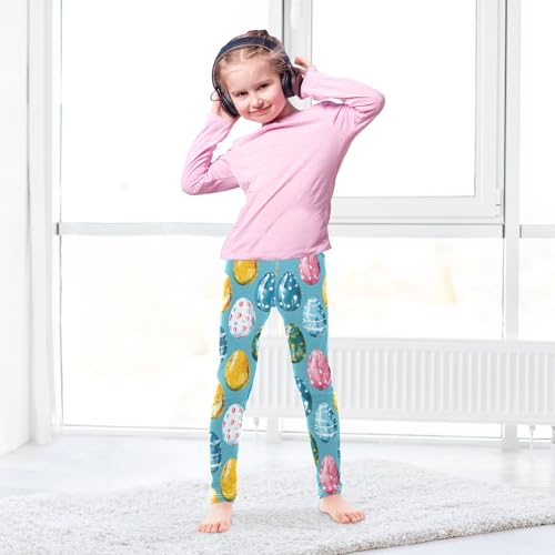 Watercolor Egg Painting Girls Leggings Athletic Pants Tights Stretch Bottom4