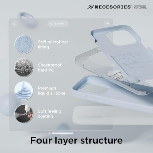 Image of Liquid Silicone Case Compatible for iPhone 15 Pro Light Blue | Slim Back Cover | Soft Touch Bumper | Shockproof Drop Protection | Microfiber Cloth Inside | Sleek Solid Design