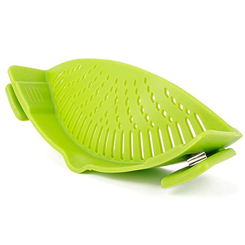 tecmac Silicone Colanders Kitchen Clip On Pot Strainer - Draining Excess Liquid | Green