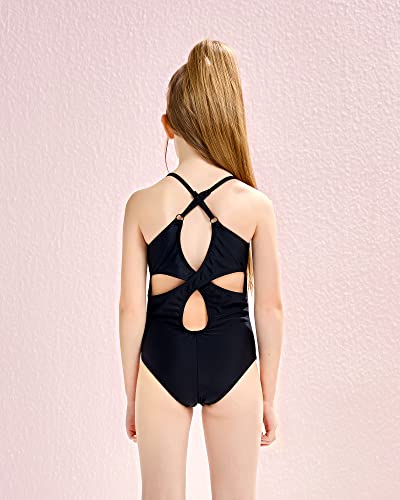 J.e Sterguard Girls One Piece Swimsuits Sling Hollow Cut Out Solid Black Color Beach Swimwear 2023 Girls Novelty Swimwera Girls Bathing Suits Size 8 1881B3 #TOP2