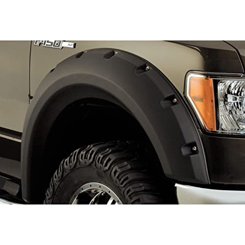 Bushwacker Max Coverage Pocket/Rivet Style Front Fender Flares | 2-Piece Set, Black, Smooth Finish | 20071-02 | Fits 2009-2014 Ford F-150 (Excludes Raptor)