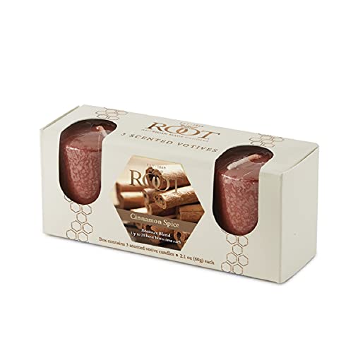 Root Candles Fall Scented Votive Candles Beeswax Blend Premium Handcrafted 20-Hour Votives, 3-Count, Cinnamon Spice