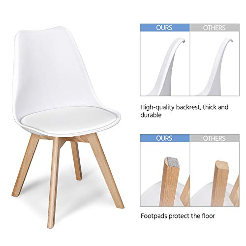 Yaheetech Chairs For Dining Room Dining Chairs Dsw Chair Accent Shell Chair With Beech Wood Legs Modern Mid Century Eiffel Inspired Chair Dining Room Chairs Set Of 4 Kitchen Chairs White,4Pcs #TOP6