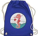 Turnbeutel Rucksack - Kinder Sport Kleidung - Seepferdchen Abzeichen - Unisize - Royalblau - gym bag schwimmabzeichen sportbeutel aus stoff rucksackbeuteltasche turnsack baumwolle beutel - WM110